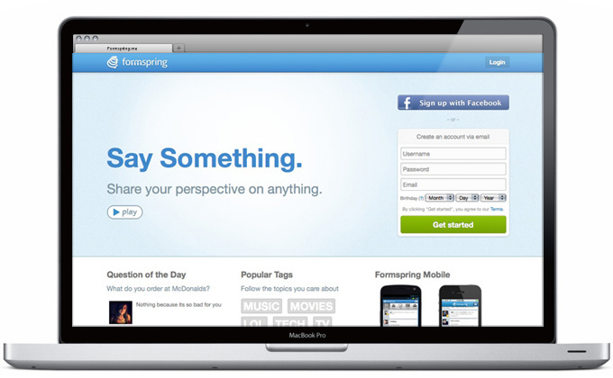 Formspring.me Homepage Slideshow laptop Formspring.me Homepage Slideshow laptop